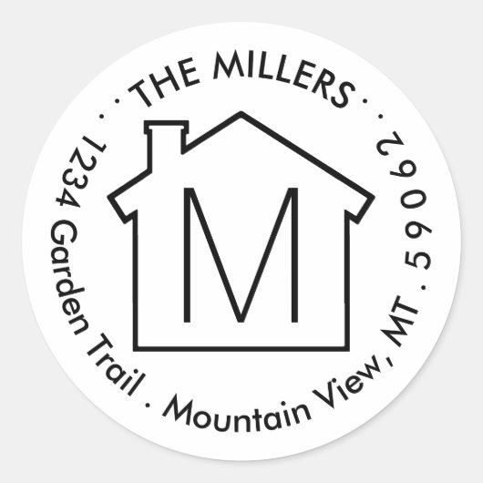 Étiquettes d'adresse de retour du monogramme noir (Devant)