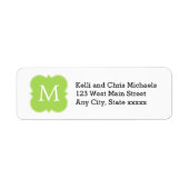 Étiquettes d'adresse de retour du monogramme vert (Devant)