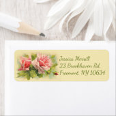 Étiquettes d'adresse de retour du Rose vintage (En situation)