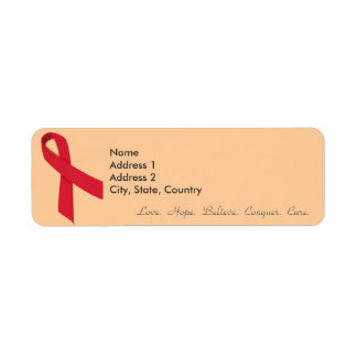 Étiquettes d'adresse de retour du ruban rouge pour