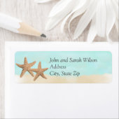 Étiquettes d'adresse de retour du thème de plage (En situation)