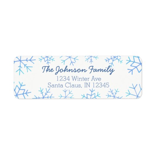 Étiquettes d'adresse de retour d'un flocon de neig (Devant)