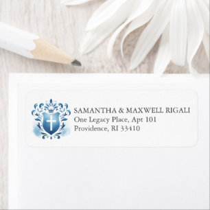 Étiquettes d'adresse de retour Dusty Blue Crest