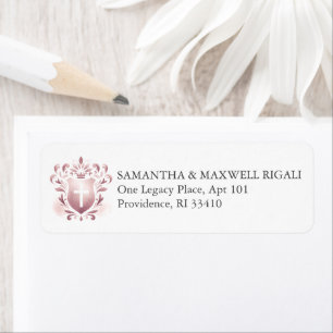 Étiquettes d'adresse de retour Dusty Pink Crest