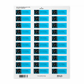 Étiquettes d'adresse de retour en bleu zèbre monog (Feuille entière)