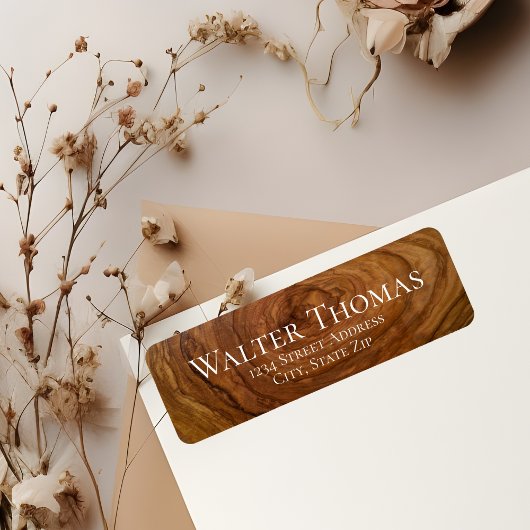 Étiquettes d'adresse de retour en bois moderne et 