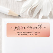 Étiquettes d'adresse de retour en calligraphie dor (En situation)