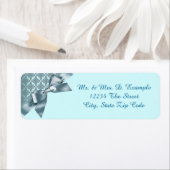 Étiquettes d'adresse de retour en Damas bleu turqu (En situation)