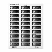 Étiquettes d'adresse de retour en noir avec Modèle (Feuille entière)