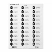 Étiquettes d'adresse de retour en noir et blanc (Feuille entière)