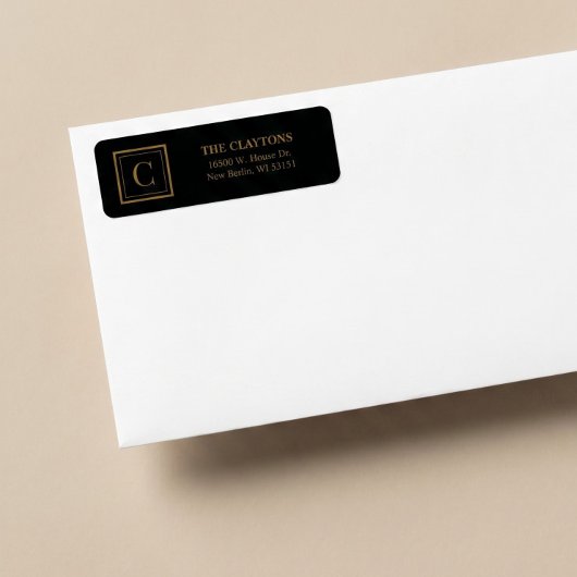 Étiquettes d'adresse de retour encadrées monogramm