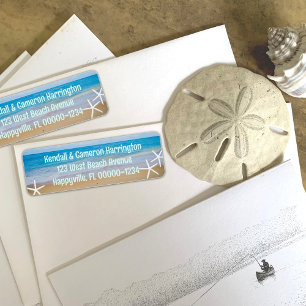 Étiquettes d'adresse de retour Étoile de mer blanc