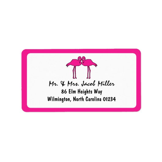 Étiquettes d'adresse de retour Flamants roses rose (Devant)