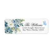 Étiquettes d'adresse de retour Fleurs Bleu Poussié (Devant)