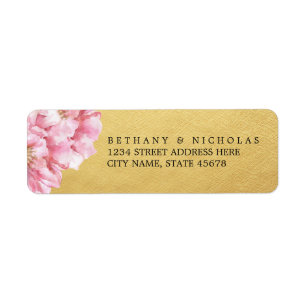 Étiquettes d'adresse de retour Floral Chic / Or