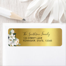 Étiquettes d'adresse de retour Floral Gold