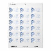 Étiquettes d'adresse de retour florales bleues (Feuille entière)