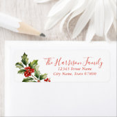 Étiquettes d'adresse de retour florales de Noël (En situation)