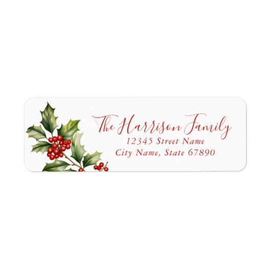 Étiquettes d'adresse de retour florales de Noël (Devant)