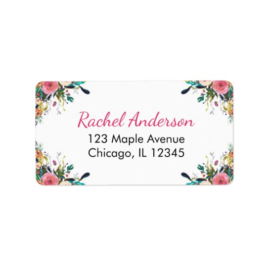 Étiquettes d'adresse de retour florales, fleurs d' (Devant)