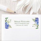 Étiquettes d'adresse de retour florales Hydrangeas (En situation)