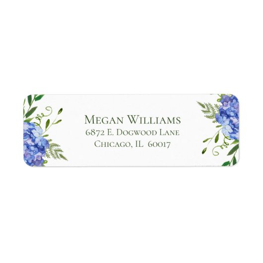 Étiquettes d'adresse de retour florales Hydrangeas (Devant)