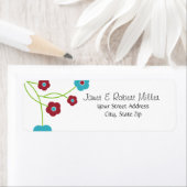 Étiquettes d'adresse de retour florales modernes (En situation)