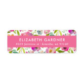 Étiquettes d'adresse de retour florales rose et ve (Devant)