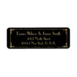 Étiquettes d'adresse de retour Gold Foil Art Déco