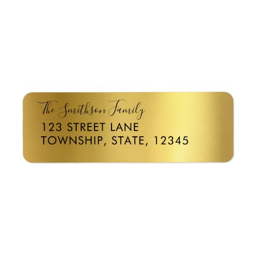 Étiquettes d'adresse de retour Gold Metallic Custo (Devant)