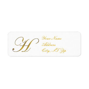 Étiquettes d'adresse de retour Gold Monogramme H