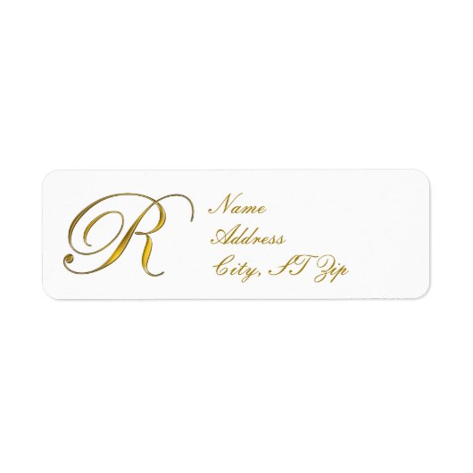 Étiquettes d'adresse de retour Gold Monogramme R (Devant)