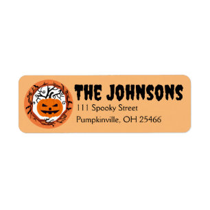Étiquettes d'adresse de retour Halloween Citrouill