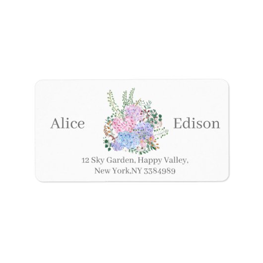 étiquettes d'adresse de retour hydrangea watercolo (Devant)