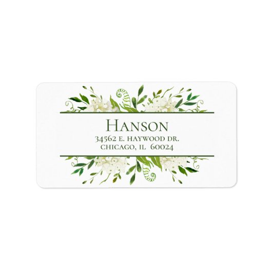 Étiquettes d'adresse de retour Hydrangeas blanches (Devant)
