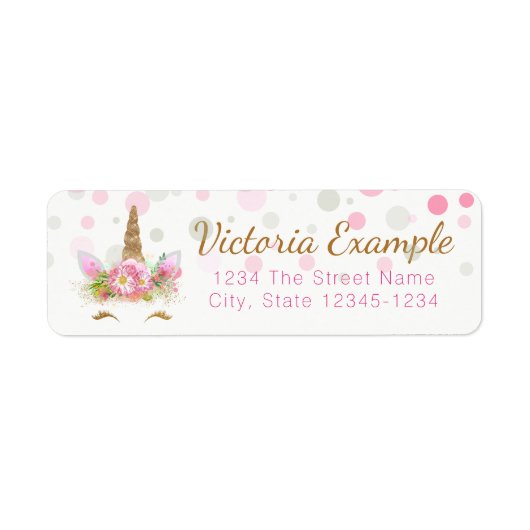 Étiquettes d'adresse de retour Licorne (Devant)