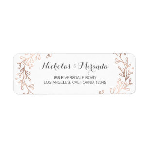 Étiquettes d'adresse de retour mariage, laurier, o