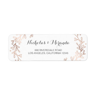 Étiquettes d'adresse de retour mariage, laurier, o