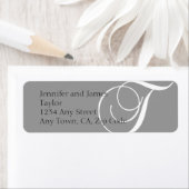 Étiquettes d'adresse de retour Monogramme T gris (En situation)