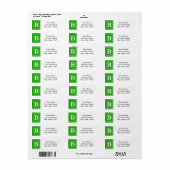 Étiquettes d'adresse de retour Monogrammes vert et (Feuille entière)