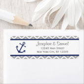 Étiquettes d'adresse de retour nautique Bleu Chevr (En situation)