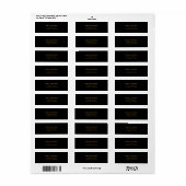 Étiquettes d'adresse de retour noires simples (Feuille entière)