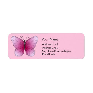 Étiquettes d'adresse de retour papillon rose