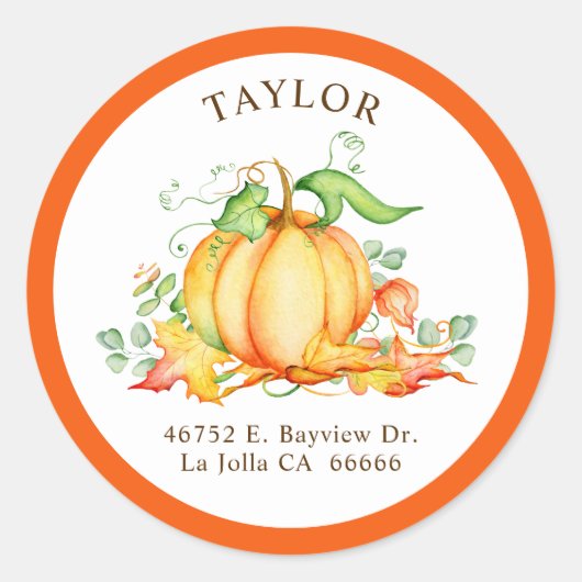 Étiquettes d'adresse de retour petit Citrouille or (Devant)