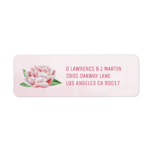 Étiquettes d'adresse de retour Pink Peony