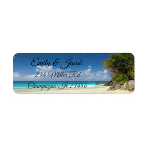 Étiquettes d'adresse de retour plage et arbres