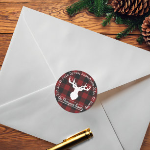 Étiquettes d'adresse de retour Plaid Red Black Buf