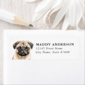 Étiquettes d'adresse de retour Pug (En situation)