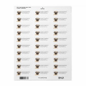 Étiquettes d'adresse de retour Pug (Feuille entière)