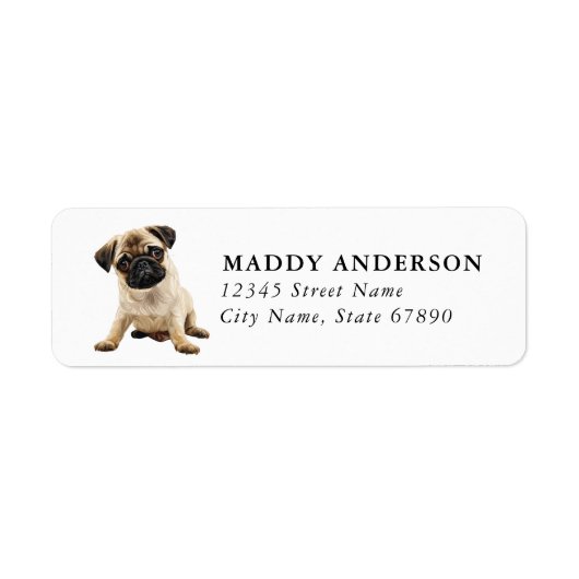Étiquettes d'adresse de retour Pug (Devant)